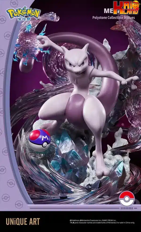 Pokemon Unique Art Mewtwo Licensed Resin Statue 4