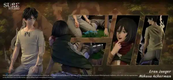 Attack on Titan Sure Studio Eren x Mikasa V2 Resin Statue 6 jpg