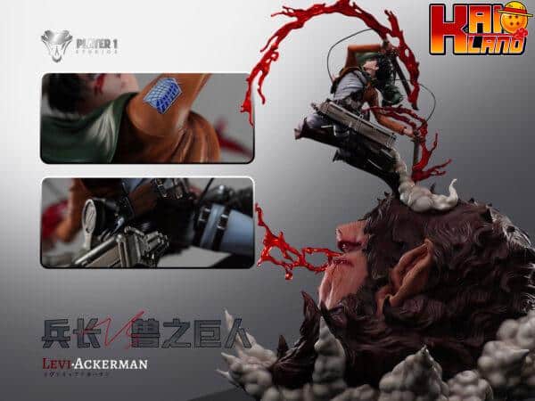 Attack on Titan Player 1 Studio Levi vs Titan Beast Resin Statue 4