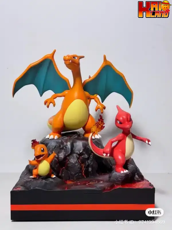 Pokemon Infinite Studio Charmender x Bulbasaur x Squirtle Evolution Group Resin Statue 3