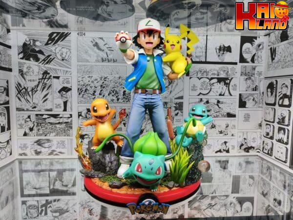 Pokemon Legendary Collectibles Ash Ketchum x Pikachu x Charmander x Squirtle x Bulbasaur Resin Statue 1