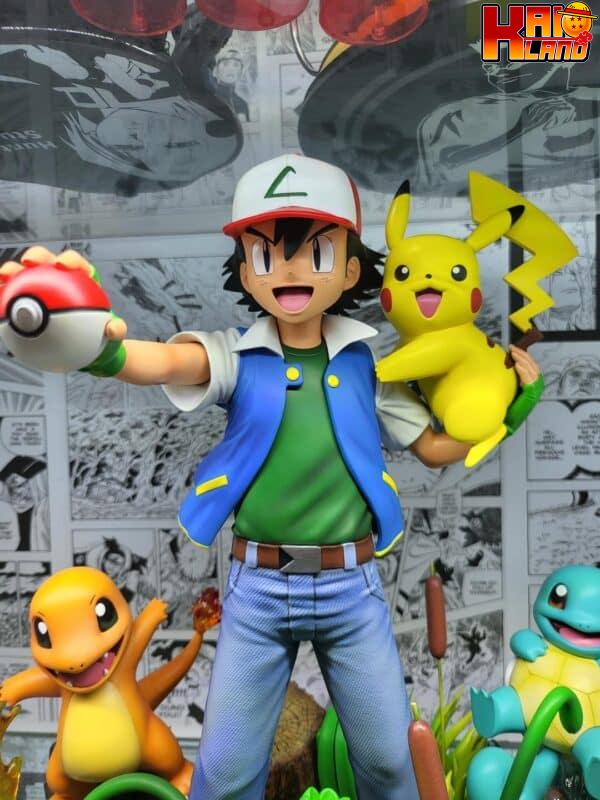 Pokemon Legendary Collectibles Ash Ketchum x Pikachu x Charmander x Squirtle x Bulbasaur Resin Statue 2