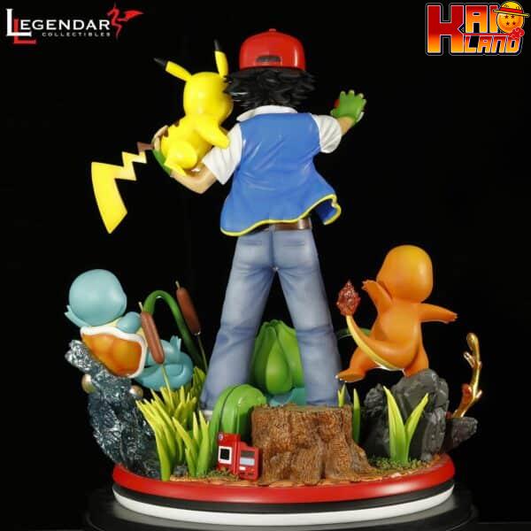 Pokemon Legendary Collectibles Ash Ketchum x Pikachu x Charmander x Squirtle x Bulbasaur Resin Statue 4