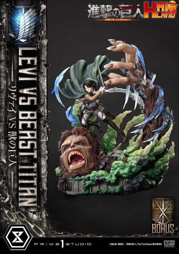 Attack on Titan Prime 1 Studio Levi Vs Beast Titan Licensed Resin Statue 1