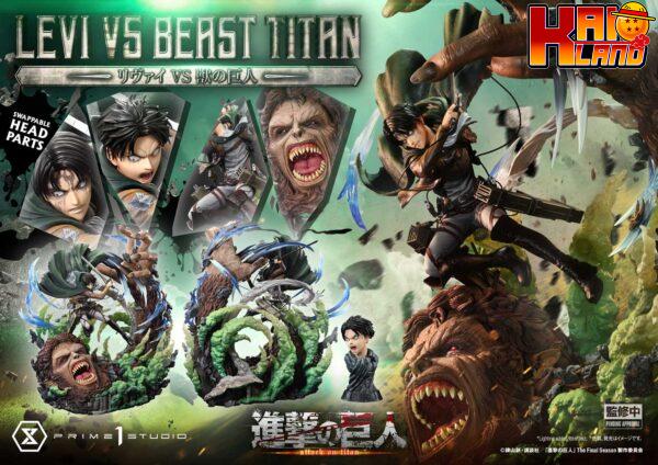 Attack on Titan Prime 1 Studio Levi Vs Beast Titan Licensed Resin Statue 5