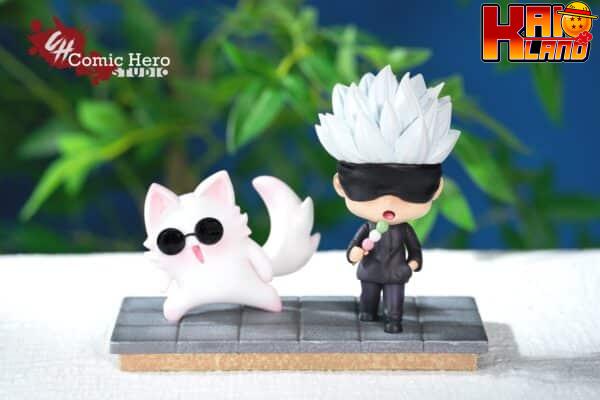 Jujutsu Kaisen Comic Hero Studio Satoru Gojo and Satoru Cat Resin Statue 1 scaled