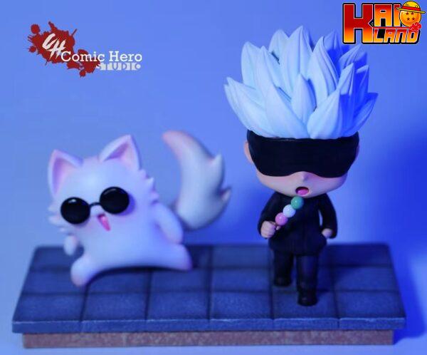 Jujutsu Kaisen Comic Hero Studio Satoru Gojo and Satoru Cat Resin Statue 2