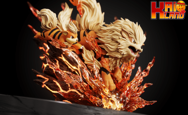 Pokemon Black Rose Studio Arcanine Evolution Resin Statue 4