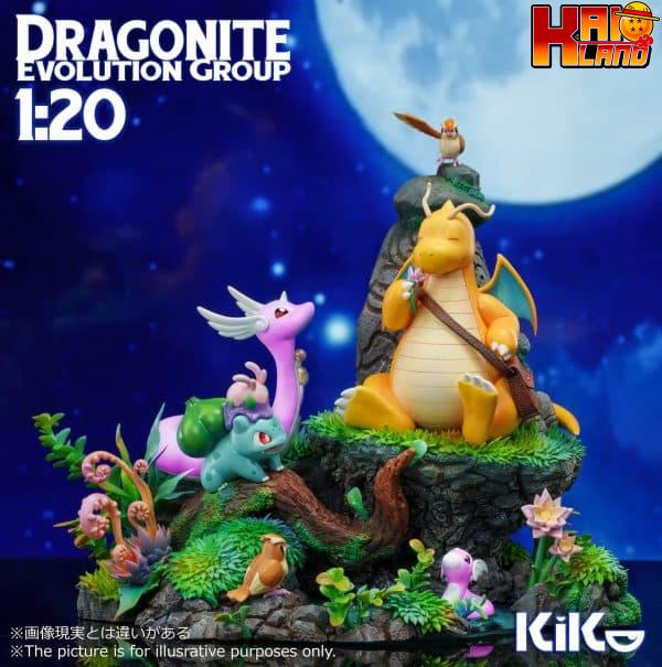 Pokemon KiKo Studio Dragonite Evolution Set Resin Statue 2 scaled