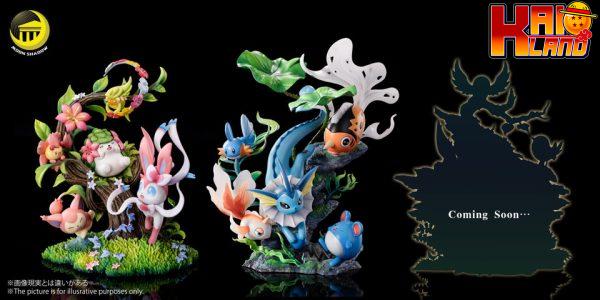 Pokemon Moon Shadow Studio Vaporeon Group Resin Statue 6