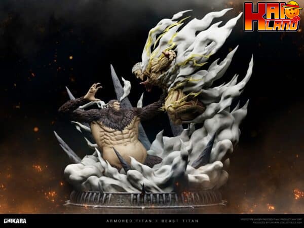 Attack on Titan Chikara Studio Armored Titan Vs Beast Titan Resin Statue 1 scaled