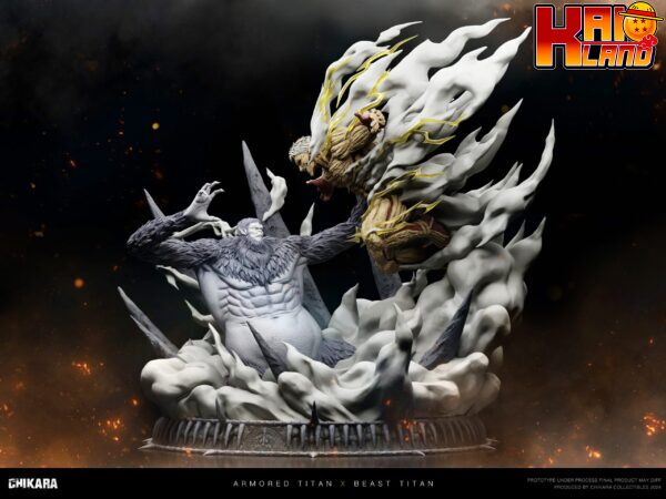 Attack on Titan Chikara Studio Armored Titan Vs Beast Titan Resin Statue 2 scaled