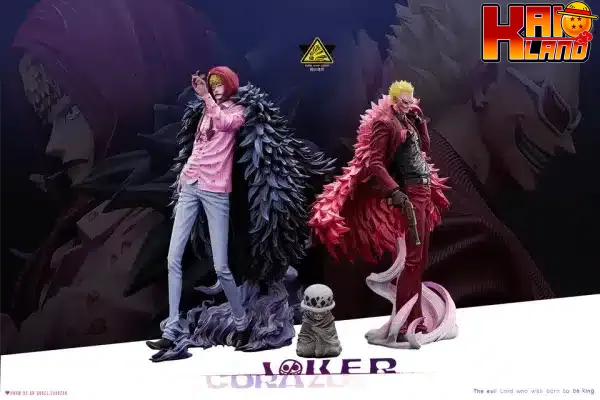 One Piece Super Bomb Studio Corazon x Doflamingo x Child Trafalgar D Water Law Resin Statue 0