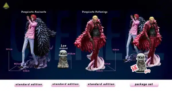 One Piece Super Bomb Studio Corazon x Doflamingo x Child Trafalgar D Water Law Resin Statue 6 jpg