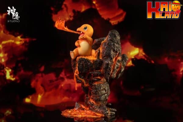 Pokemon ShenYin Studio Charmander on Lava Resin Statue 2 scaled