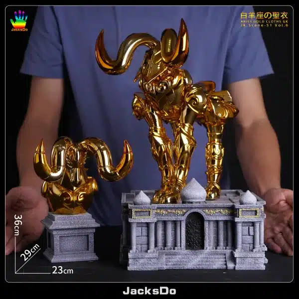 Saint Seiya JacksDo Aries Gold Cloths Resin Statue 3 jpg