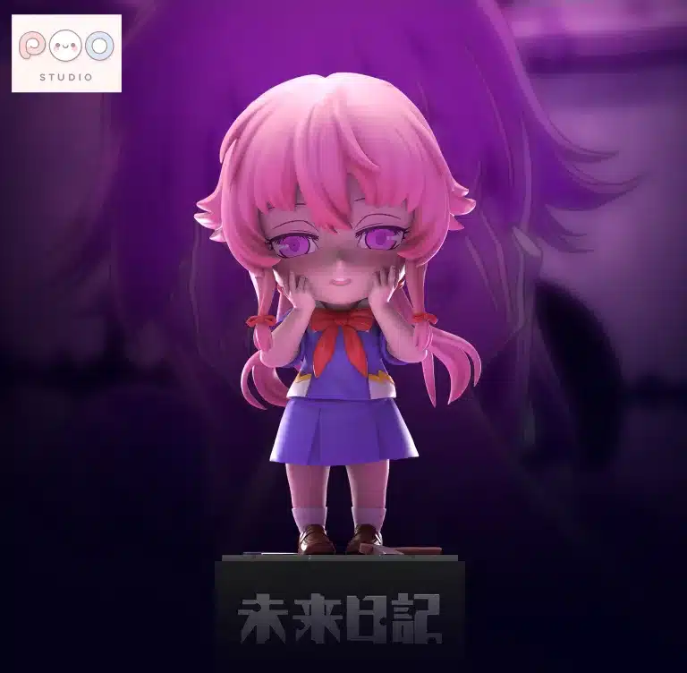 Future Diary POPO Studio Chibi Yuno Gasai Desktop Ornament Resin Statue 1