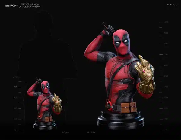 Marvel Pin Jiang Iron Studio Deadpool Bust Resin Statue 1