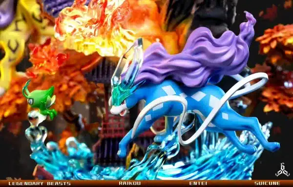 Pokemon 666 Studio Legendary Beast Suicune Entei Raikou Resin Statue - Image 10