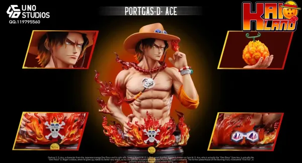 One Piece UNO Studio Portgas D Ace Bust Resin Statue 1 scaled