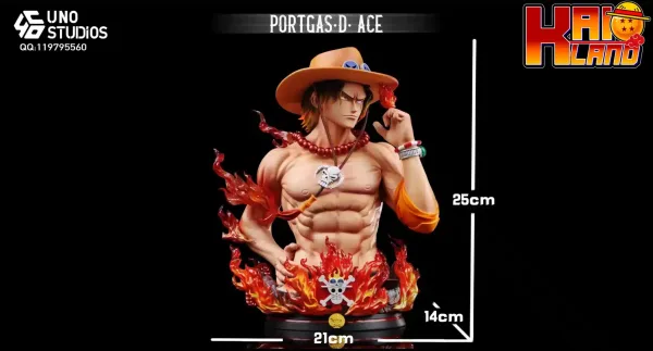 One Piece UNO Studio Portgas D Ace Bust Resin Statue 2 scaled