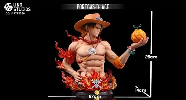 One Piece UNO Studio Portgas D Ace Bust Resin Statue 3