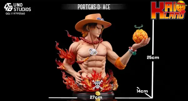 One Piece UNO Studio Portgas D Ace Bust Resin Statue 3 scaled