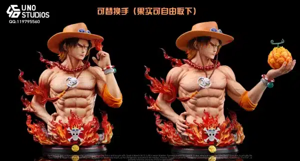 One Piece UNO Studio Portgas D Ace Bust Resin Statue 4