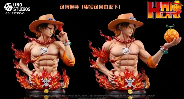 One Piece UNO Studio Portgas D Ace Bust Resin Statue 4 scaled