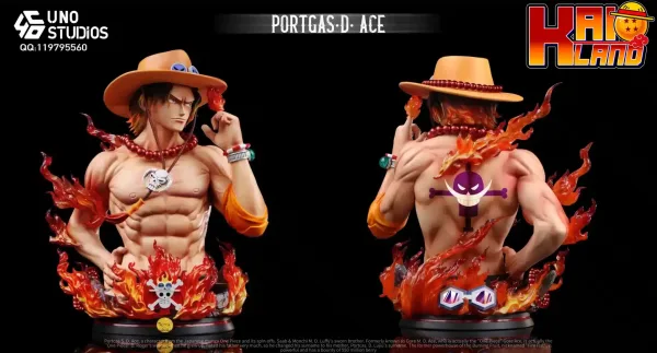 One Piece UNO Studio Portgas D Ace Bust Resin Statue 5 scaled