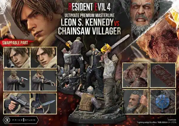 Resident Evil 4 Prime 1 Studio Leon S Kennedy versus Chainsaw Villager Licensed Resin Statue 6